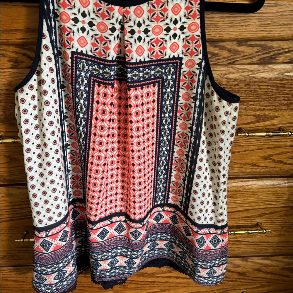 A. Byer Pink and Blue Graphic Tank Top Relaxed Fit
